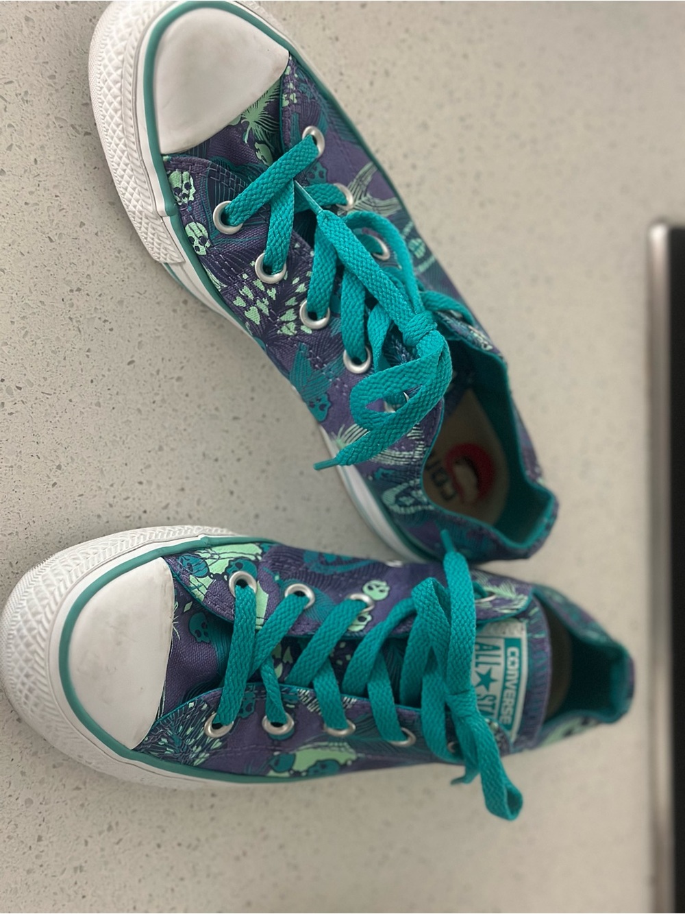 Converse Kids Teal and Purple Patterned Low-Top Sneakers